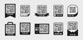 Qr code frame set. Template of frames for QR code with text - scan me. Quick Response codes for smartphone, mobile app, payment